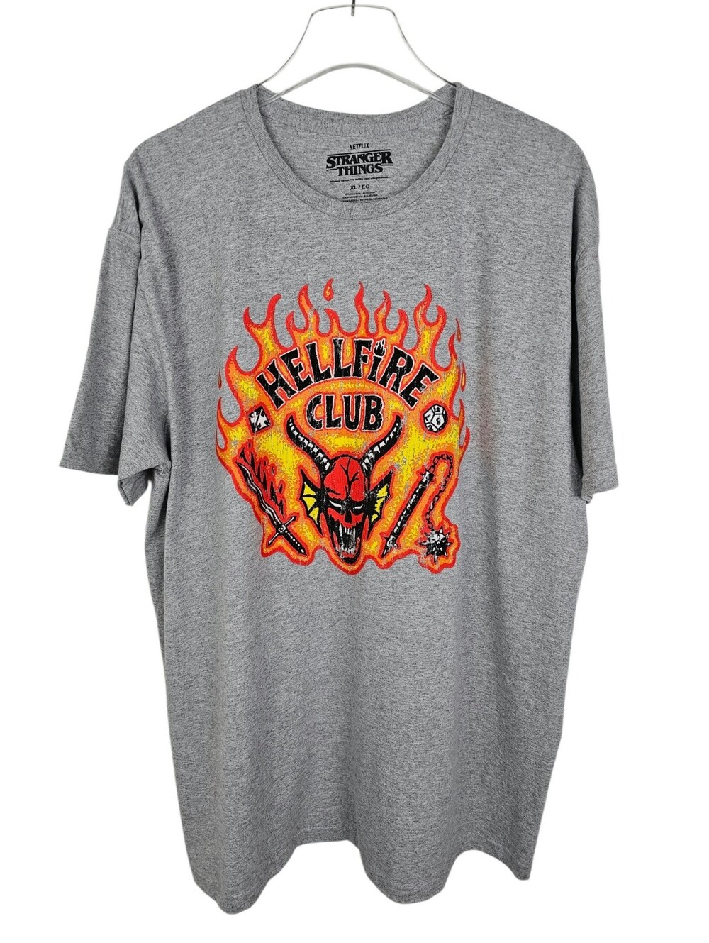 Stranger Things Hellfire Club Graphic Heather Gray T-Shirt NWT XL